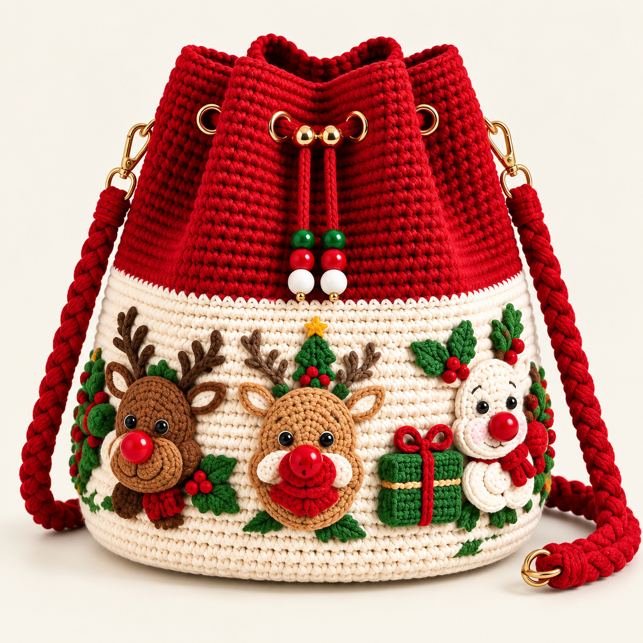 Handmade Christmas Reindeer Crochet Bag - Telaion